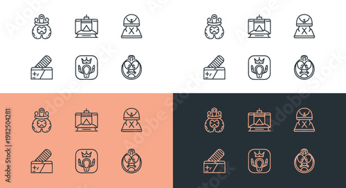 Chess Pieces Icons Set - Strategy Game Symbols Collection
