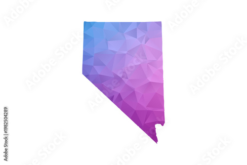 Nevada Map - Polygon Style Vector Illustration in Blue and Purple Gradient, Low Poly Geometric Design, Isolated on White Background, Ideal for Infographics and Learning Materials.