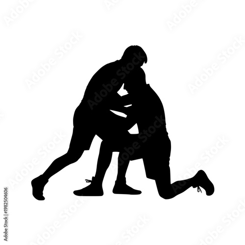 A man tackling another man to the ground Vector, illustration