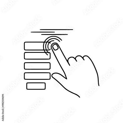 A hand pressing a button with lines emanating from it Vector, illustration