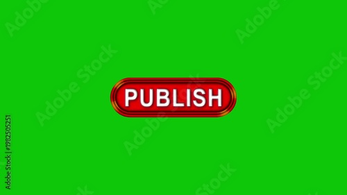 Publish text  with Computer hand click icon animation. Publish button click mouse motion graphics. red Online button mouse cursor clicking on digital software 4k video footage. 