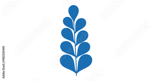 Abstract blue leaf plant on a white background
