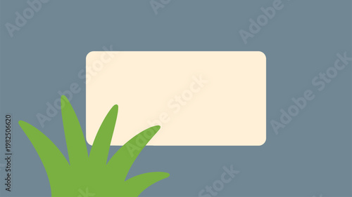 Lush green grass blades frame a blank rectangular sign on a gray background