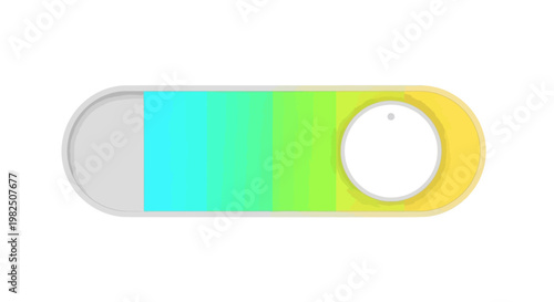A colorful horizontal toggle switch with a circular knob on a white background.