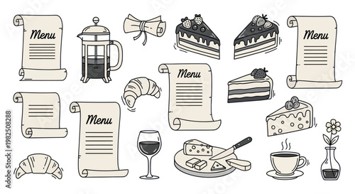 Food and drink menu icons collection.