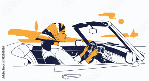 Man wearing helmet in convertible car.