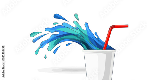 Colorful liquid splashing from cup.