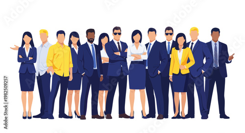 Diverse Business Team Standing Together, Professional Corporate Group Portrait