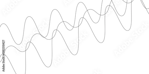 Curve wave seamless pattern. Abstract black lines wave curve motion on white background. Wave line and wavy zigzag lines. Curvy thread, string or yarn lines. Vector Illustration.EPS.10
