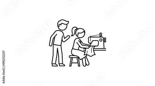 Tailor Demonstrating Sewing Techniques to Apprentice