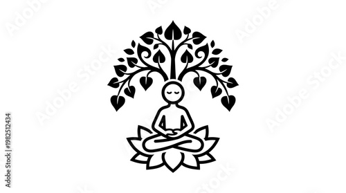 Meditating Figure Under a Tree of Life