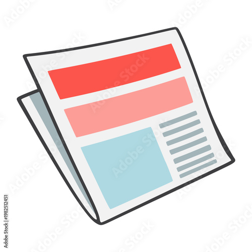 fresh newspaper update mass information flat color vector illustration template design