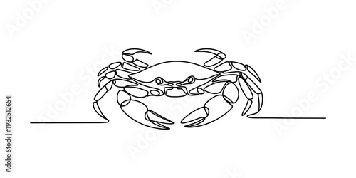 Minimalist continuous line drawing of a crab depicted in a clean and simple black and white style Vector, illustration