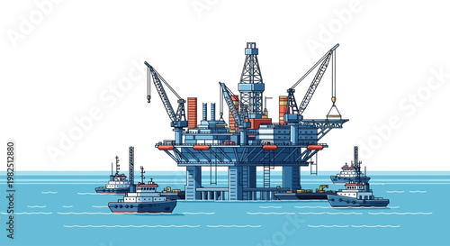Offshore Oil Rig Platform Structure.