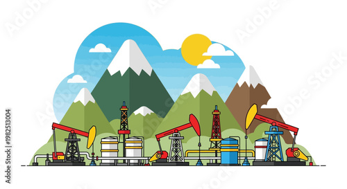 Oil Pump Jacks in Industrial Setting.