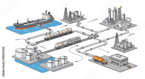 Industrial Oil Refinery Process System.