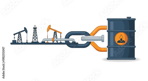 Toxic oil barrel with chain link.