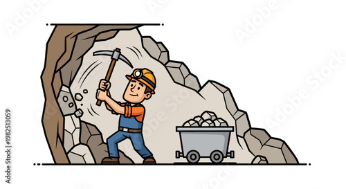 Man in mining uniform with pickaxe.