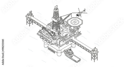 Industrial offshore oil drilling platform structure.