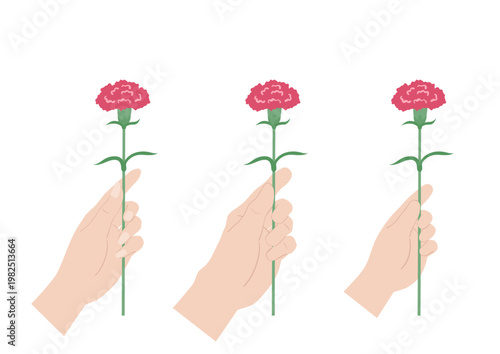Mother's Day Carnation Flower Flat Design Set Vector Illustration Collection