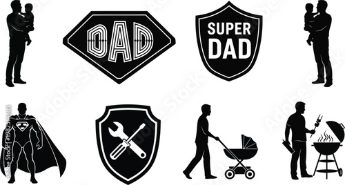 Super Dad Fatherhood Silhouette Set