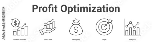 Profit Strategy web banner icon set vector illustration concept for business with icon of Profit Hand, Coin, Currency Exchange, Profit Cha.