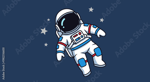 Astronaut floating in space with stars isolated vector illustration
