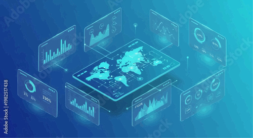 Global data visualization on a digital screen.