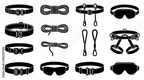 BDSM bondage gear vector illustration set for design