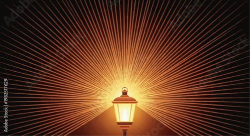 Vintage street lamp with radiant glow.