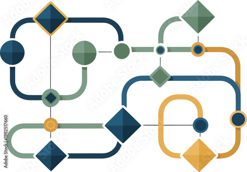 Abstract geometric network with nodes and connections in flat design style