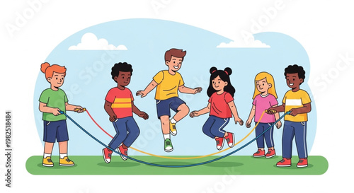 Children Playing Double Dutch Jump Rope