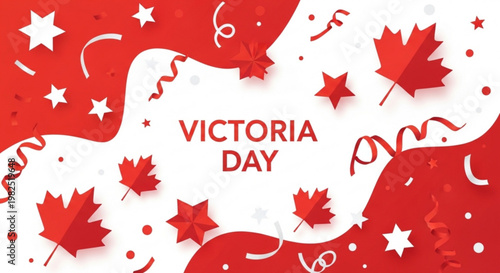 Festive Victoria Day background with paper cut maple leaves