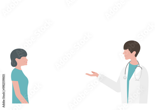 高齢女性に医療説明をする医師のベクターイラスト素材