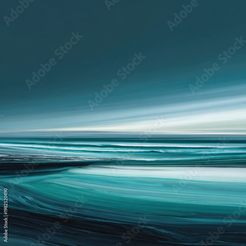 Abstract motion blur image with streaks of blue, white, and black creating a dynamic, flowing pattern resembling waves or light trails.