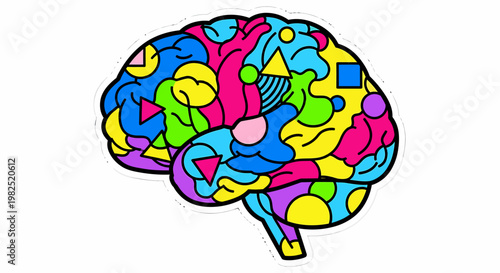 Colorful Brain Illustration Mental Health.