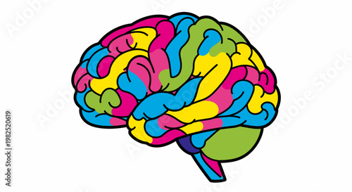 Colorful Brain Illustration Mental Health.