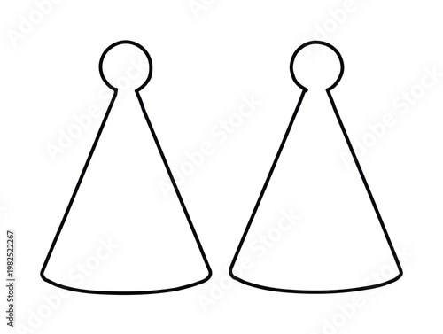 Minimalist board game pawn outline icons, black and white game piece vector set, simple player token silhouettes for tabletop gaming