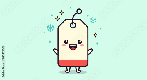 Cute Cartoon Tag Mascot Character With Smile.