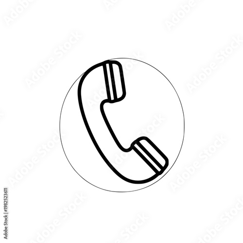 A black line drawing of a telephone receiver Vector, illustration