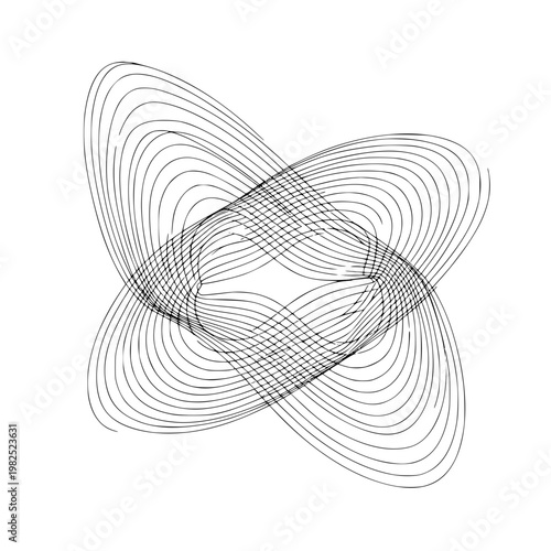 A black and white image of a torus with contour lines Vector, illustration