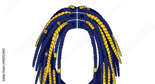 Cool Blue and Yellow Dreads Hairstyle Illustration