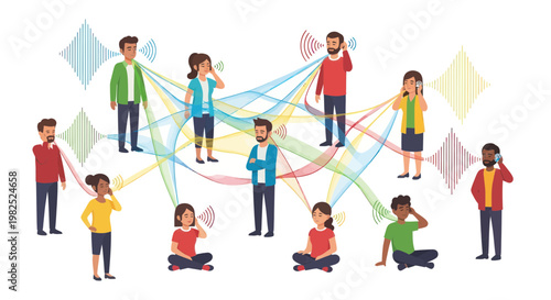 Diverse People Connecting Through Communication Technology