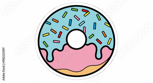 Colorful Donut with Blue Icing.