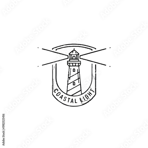 Black and white lighthouse logo design.