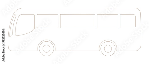 Minimalist bus line art vector, side view of a modern city shuttle bus icon, simple outline of public transportation vehicle for coloring or logo design