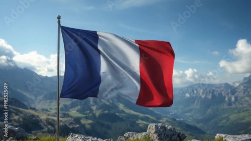 French Flag Waving Proudly – Symbol of Independence and National Freedom