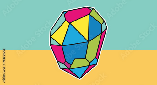 Colorful geometric polygon shape object.
