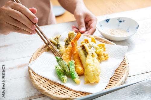 天ぷら、日本の家庭料理、天婦羅の盛り付け