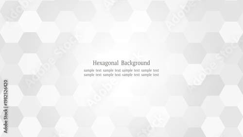 淡いグレーの六角形モザイク背景 シンプルなデザイン 横長16:9